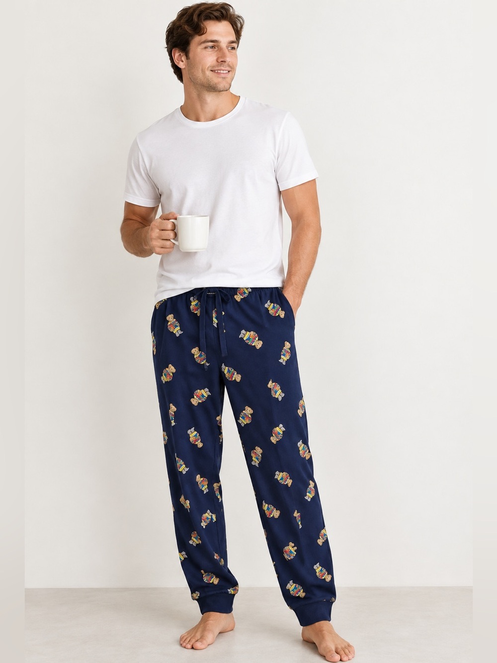 Polo Ralph Lauren Sleepwear Mens Small Navy Polo Bear Print Pajama Lounge Pants